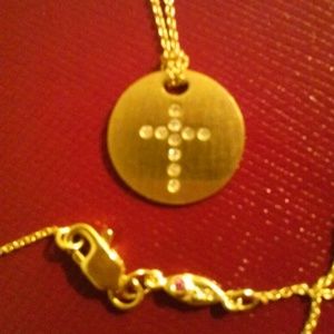 ♥️Roberto Coin Gold Diamond Cross Disc Necklace